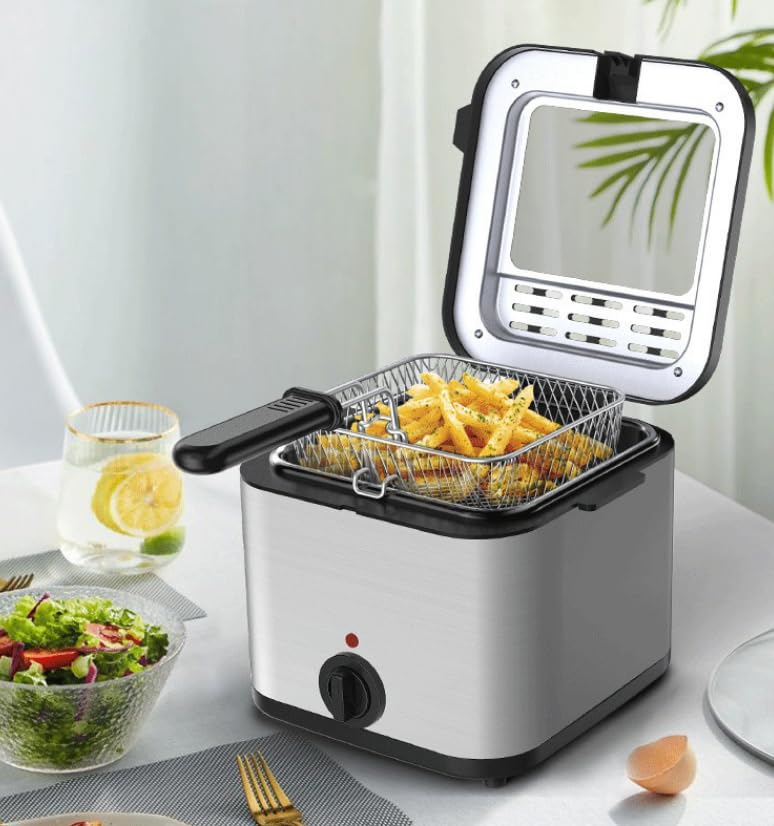 Friteuse électrique 2,5 L en acier inoxydable avec panier amovible