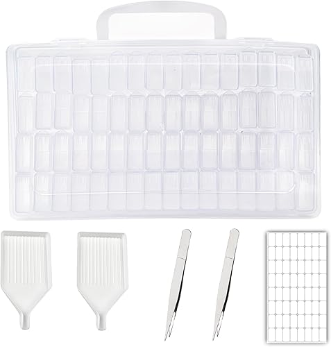 Contenedores de almacenamiento de pintura de diamantes, caja de almacenamiento de semillas, caja de plástico portátil 5D con etiquetas adhesivas