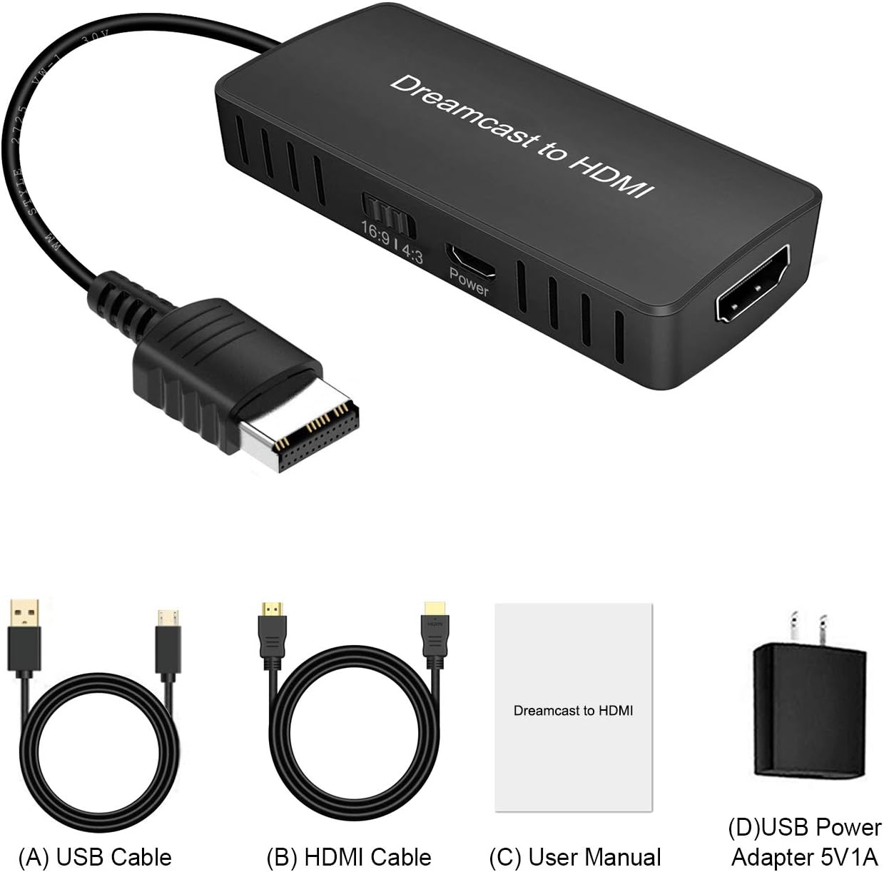 Dreamcast to HDMI Converter Supports 16:9/ 4:3 Switching, HD Link Cable for Sega Dreamcast, HDMI Cable for Sega Dreamcast (Sega DC) : Video Games