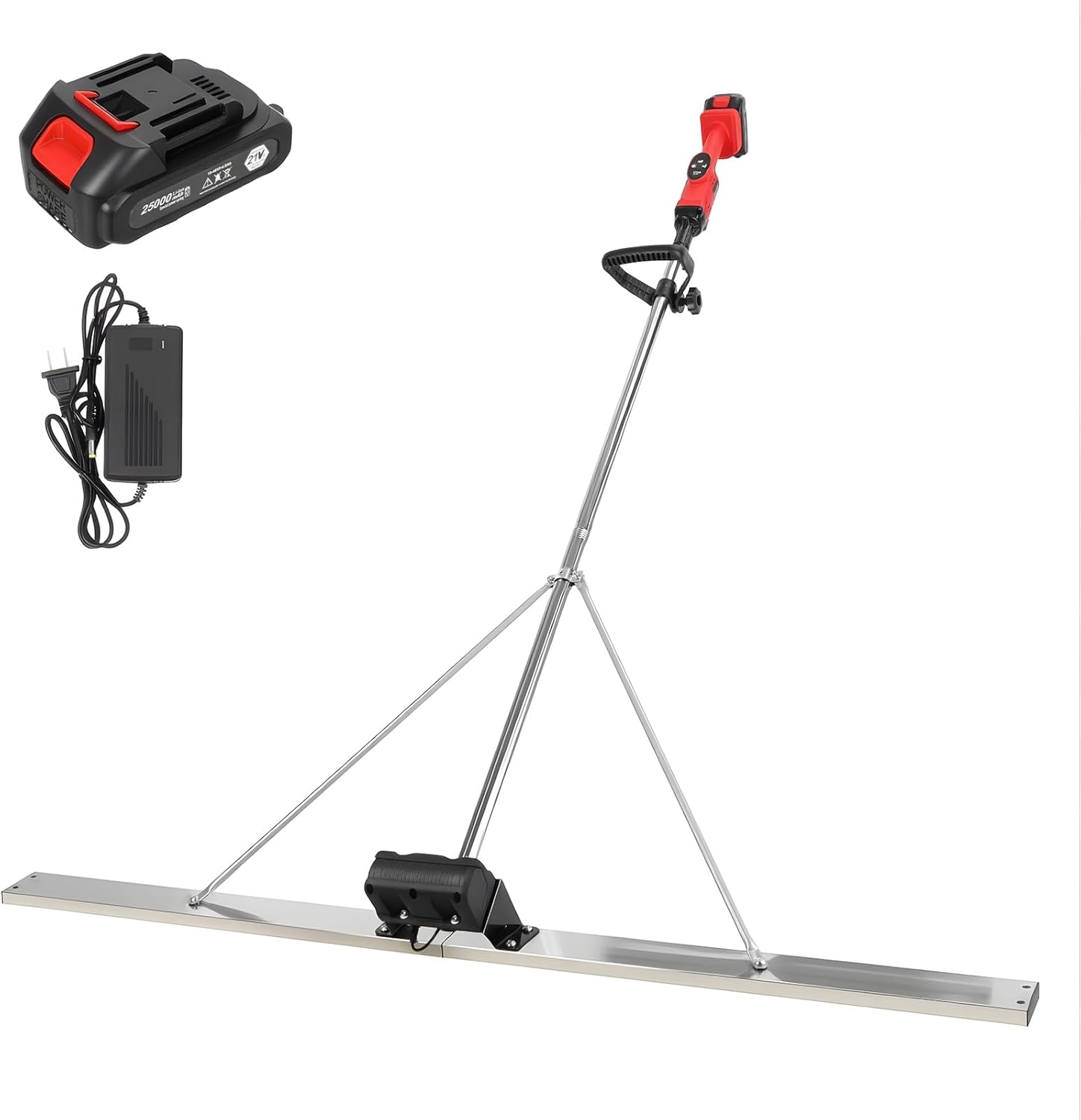 Power Concrete Screed Vibratory Kit, Concrete Finishing Tool with Brushless Motor, 9 Speed Adjustable, Cordless Electric Concretes Sidewalk Surface Leveling Tamper Ruler US