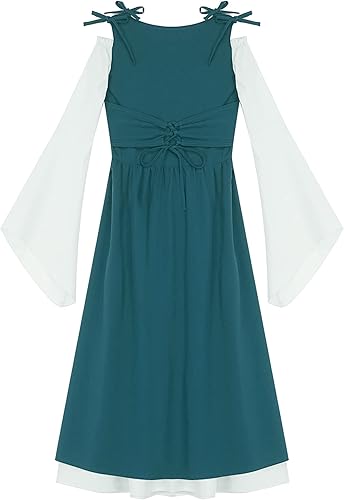 Miniatura 6 de Vestidos renacentistas medievales para niñas, disfraz irlandés medieval, de Halloween, vestido de baile de hadas, estilo vintage, traje bohemio