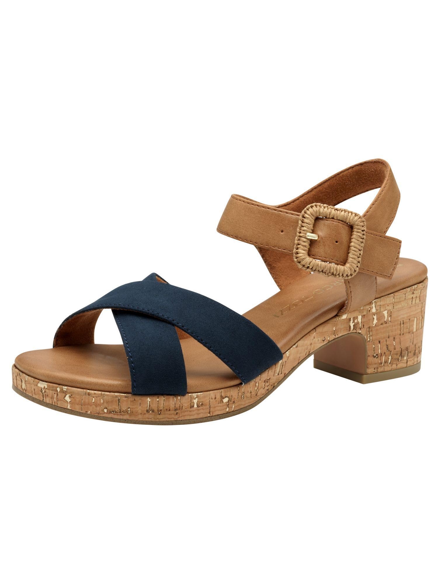 MARCO TOZZI Women's 2-28360-44 Sandals, Navy Comb, 8 UK
