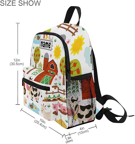 Miniatura 3 de Mochila personalizada con nombre para niños, animales de granja, vaca, cerdo, oveja, caballo, burro, mochila para viajes de guardería, bolsas de
