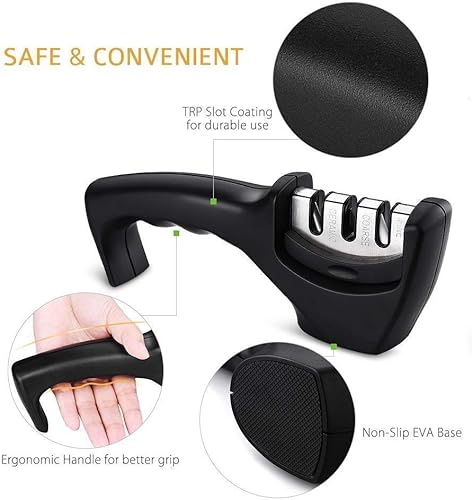 Miniatura 6 de Afilador de cuchillos manual de 3 etapas, afilador de cuchillos avanzado para afilador de cuchillos de cocina, afilador de cuchillos de varilla,