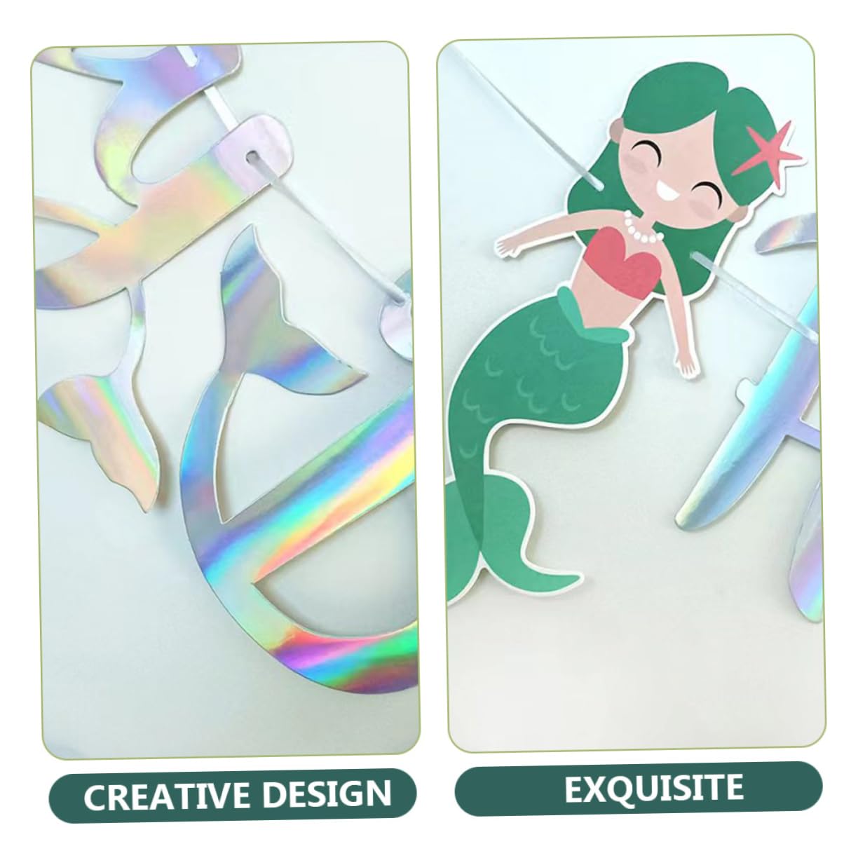 Toyvian 4pezzi Festa Compleanno Sirena Banner Decorativo Per Compleanno Bambina Decorazioni Per Feste Tematiche Sottomarine Facile Da Appendere e Rimovibile