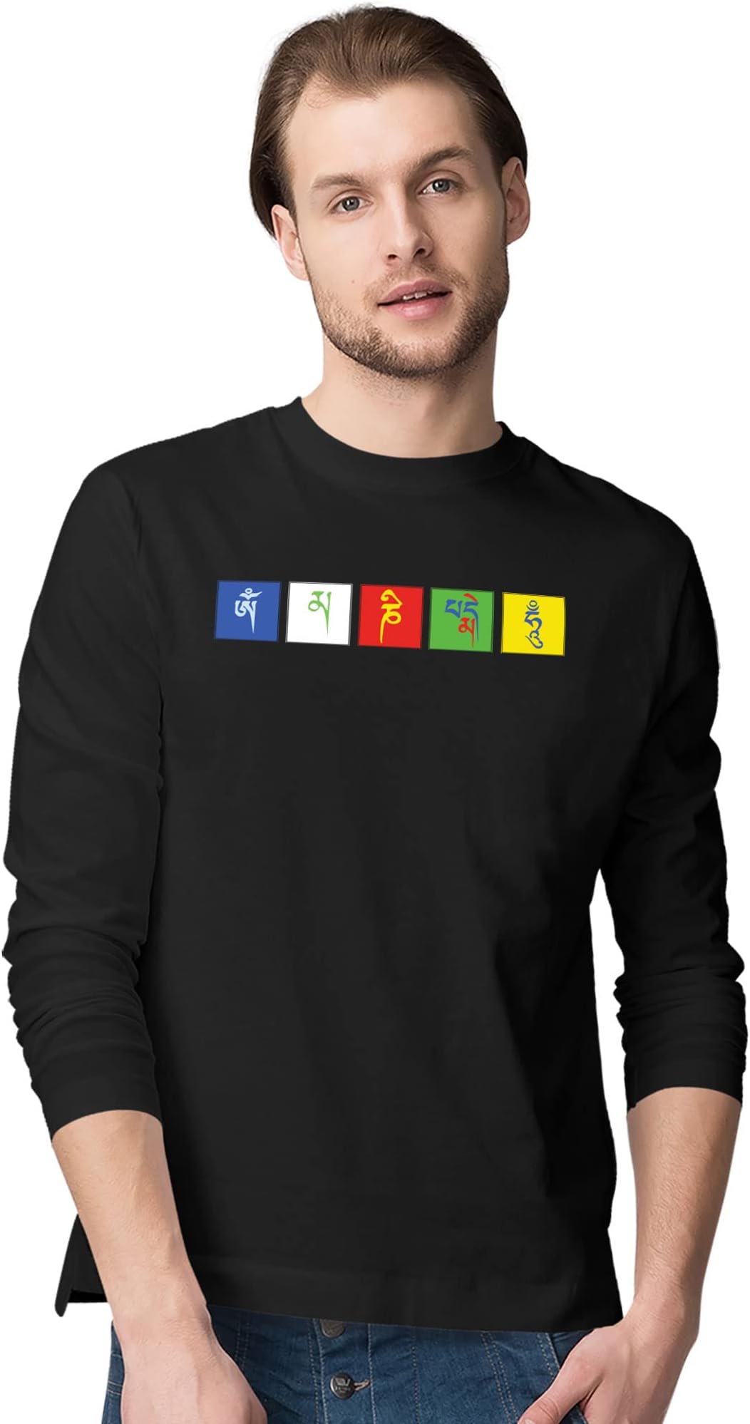 Jasan ApparelsJasan Ladakh Flag Printed T-Shirt for Men | Bikers Tshirt | Traveller Half Sleeve Tshirts | Round Crew Neck T Shirt | 100% Cotton T-Shirts | Long Sleeve Tees