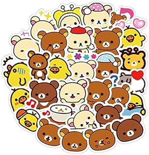 KATTERS Kawaii Rilakkuma Orso Simpatico Cartone Animato Impermeabile Adesivi per cancelleria in PVC Scrapbooking Fai da Te Diario per Bagagli Etichetta per Bastoncini
