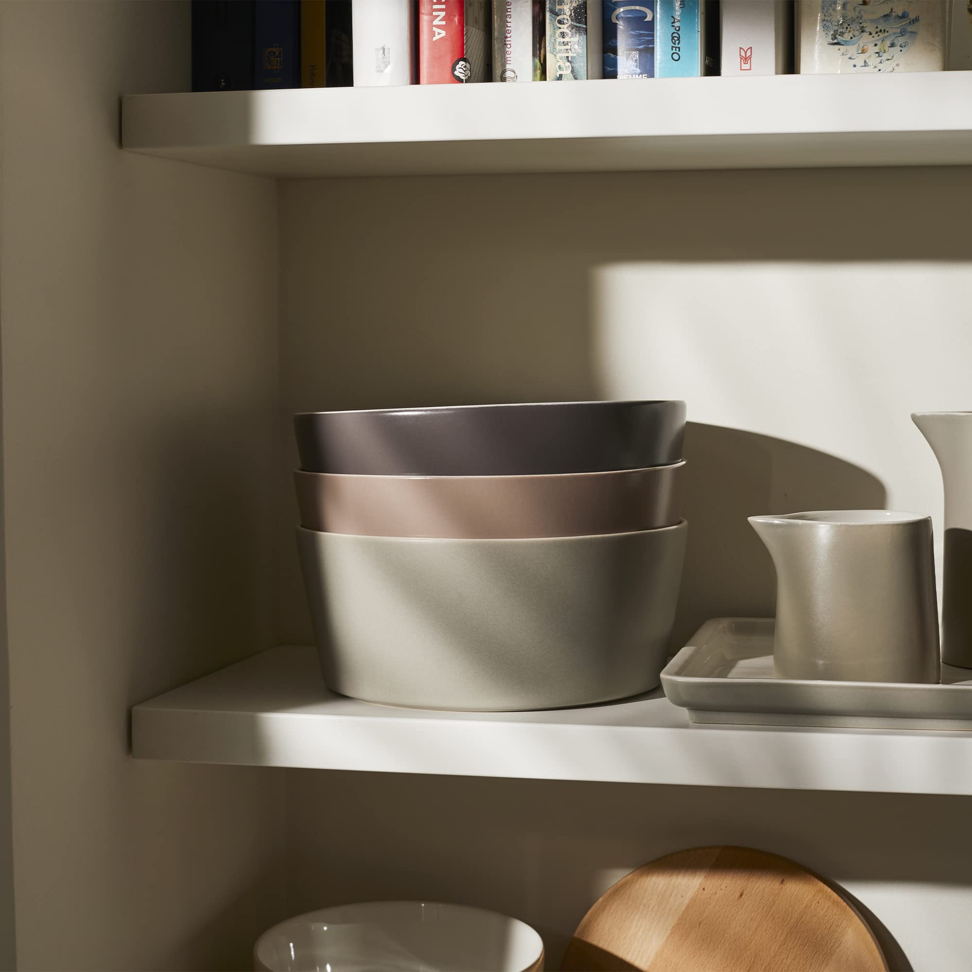 Alessi DC03/38 LG Tonale Insalatiera in Ceramica Stoneware, Grigio Chiaro