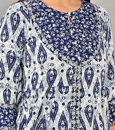 Image of Rayon Printed A-Line Anarkali Kurta for Womens