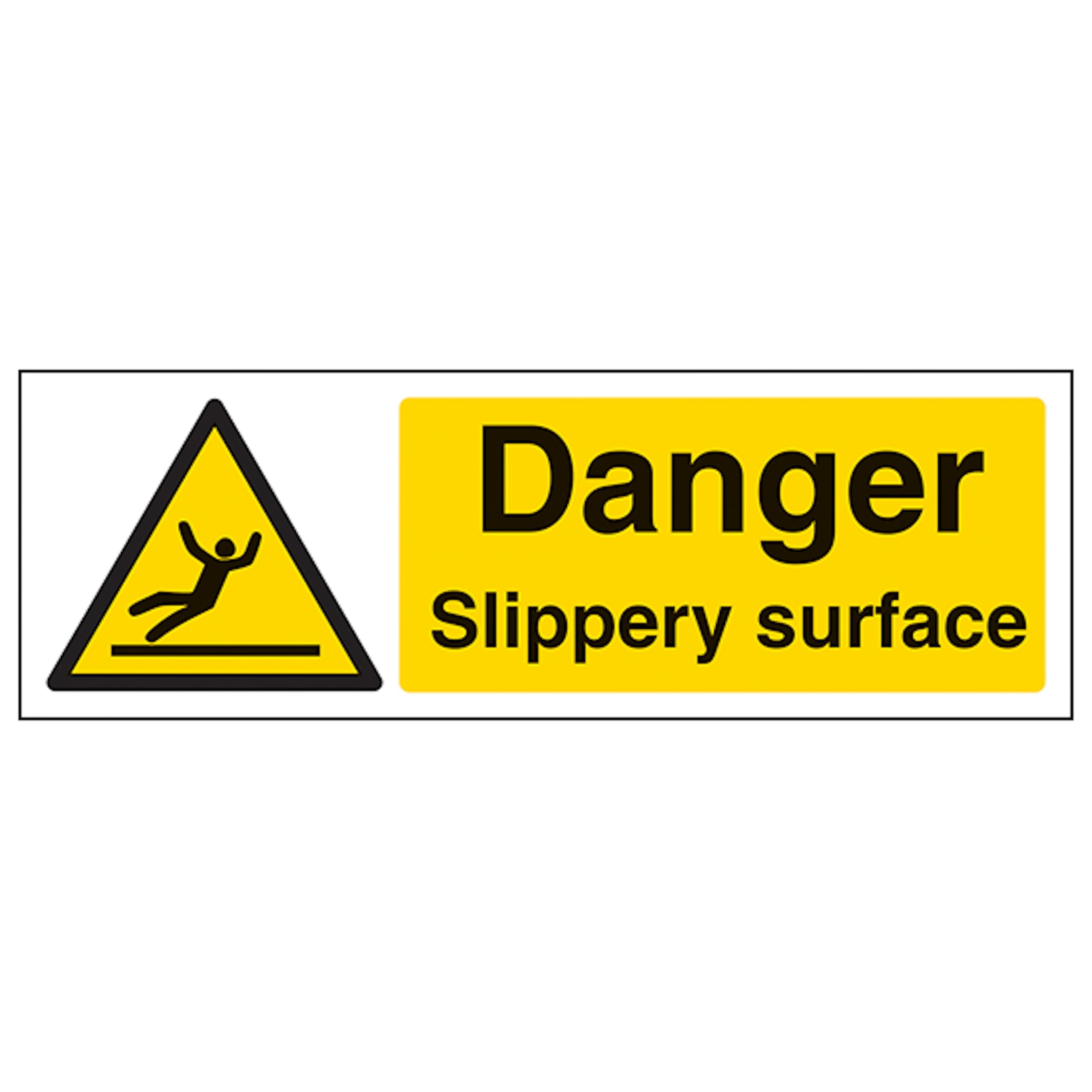 V Safety Danger Slippery Surface - Landscape 300 x 100 mm - 2mm Rigid Plastic Safety Sign