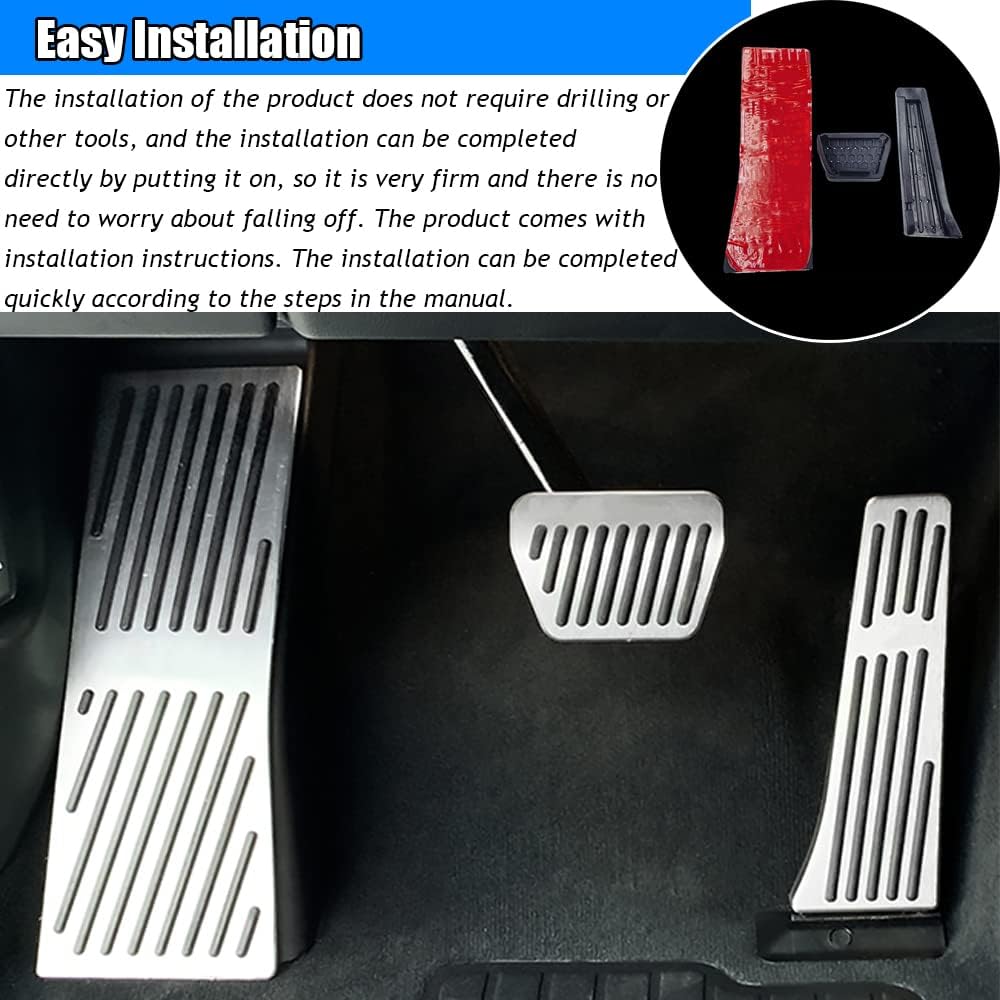 Kakash Custom Interior Accessories for 2019 2020 2021 BMW X5 X6 X7 aluminium alloy Gas Accelerator Pedal Covers,Anti-Slip No Drilling Rest pedal Brake Foot Pedal Pads 3 pieces/set(Silver)