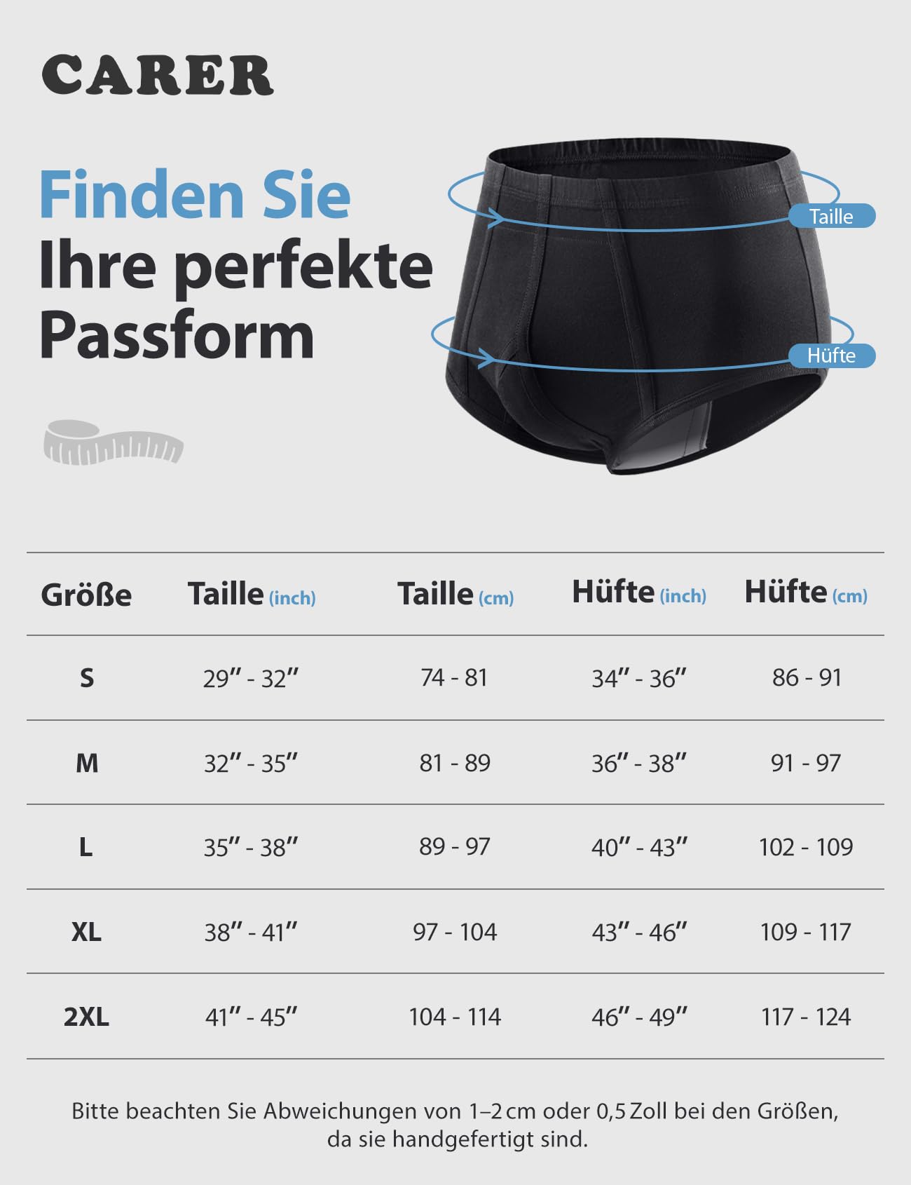 Carer 3er-Pack Herren Inkontinenzslips mit 200 ml Saugfähigkeit | Inkontinenz Pants Männer Weiche Baumwoll-Unterwäsche für Blasenschwäche im Alltag und auf Reisen, Schwarz Größe L