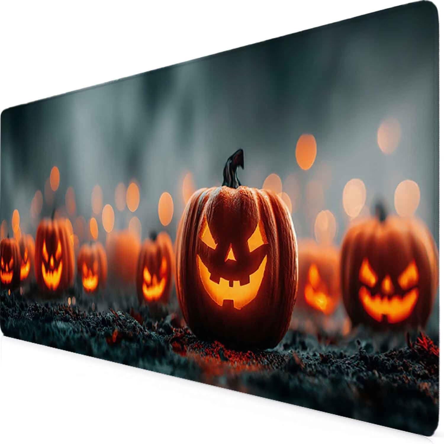 Szara podkładka pod mysz Halloween XXL podkładka pod mysz 1200 x 600 mm podkładka pod mysz z przeszytymi krawędziami i gumową podstawą antypoślizgowa podkładka pod mysz XXL do komputera, laptopa