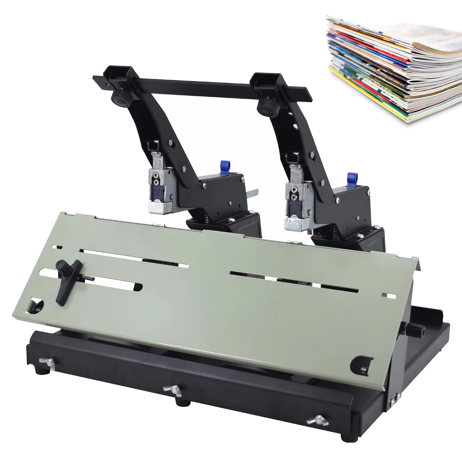 Agrafeuse manuelle à double tête, 2 en 1 plate avec reliure réglable de 0 à 10 mm, idéale pour brochures et brochures, utilisation de bureau