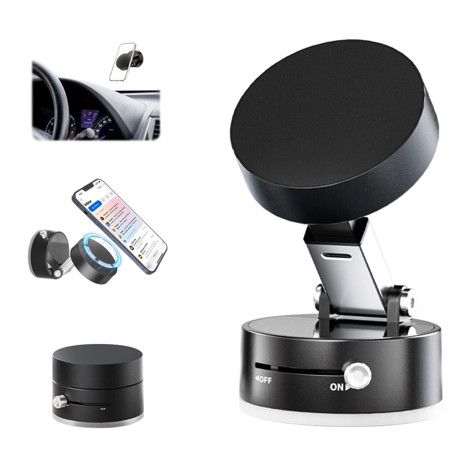 SEVENKA Vacuum Magnetic Phone Holder Compatible with iPhone 17 16 15 14 13 12 Samsung All Phone Small