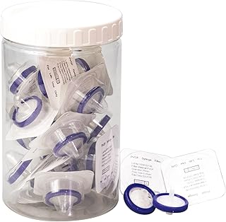 PEKYBIO Sterile Syringe Filter PVDF Hydrophobic Filtration 0.45um Pore Size, 25mm Membrane Diameter, 20 Pack, Sterile Packed Individually for HPLC Sample Preparation