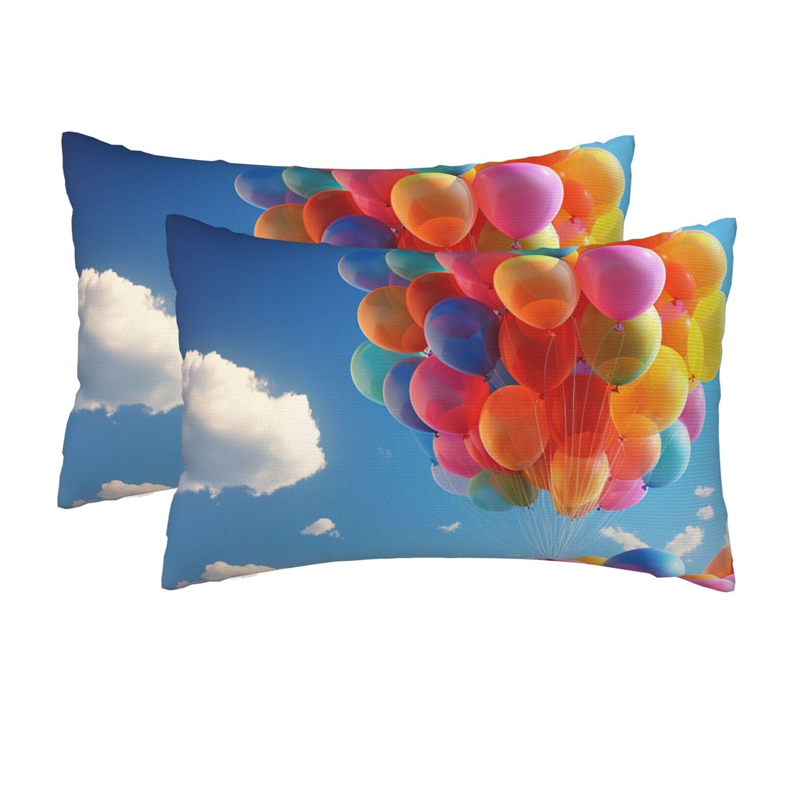 2 Pack Queen Pillow Cases with Hidden Zipper, Soft Breathable Pillow Covers for Hair and Skin, Colorful Balloon Pillowcases 20"x30" Bed Pillow Protectors Cover for Sleeping Gifts