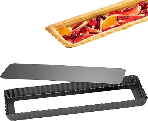 MEICHU Sartén para tartas rectangular de 14 pulgadas, sartén para quiche, mini sartén antiadherente con parte inferior extraíble, herramientas para