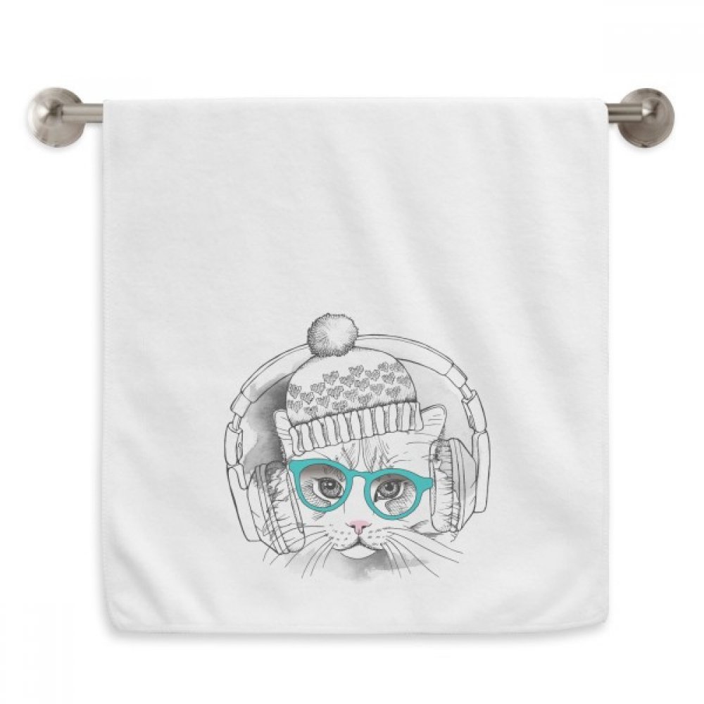 Serviettes blanches DIYthinker chat finis les textiles rêches après douche