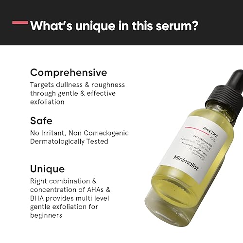 Miniatura 3 de Minimalist Suero exfoliante 10% AHA (ácido láctico y ácido glicólico) BHA (ácido salicílico) | Exfolia ligeramente sin secado para una piel radiante
