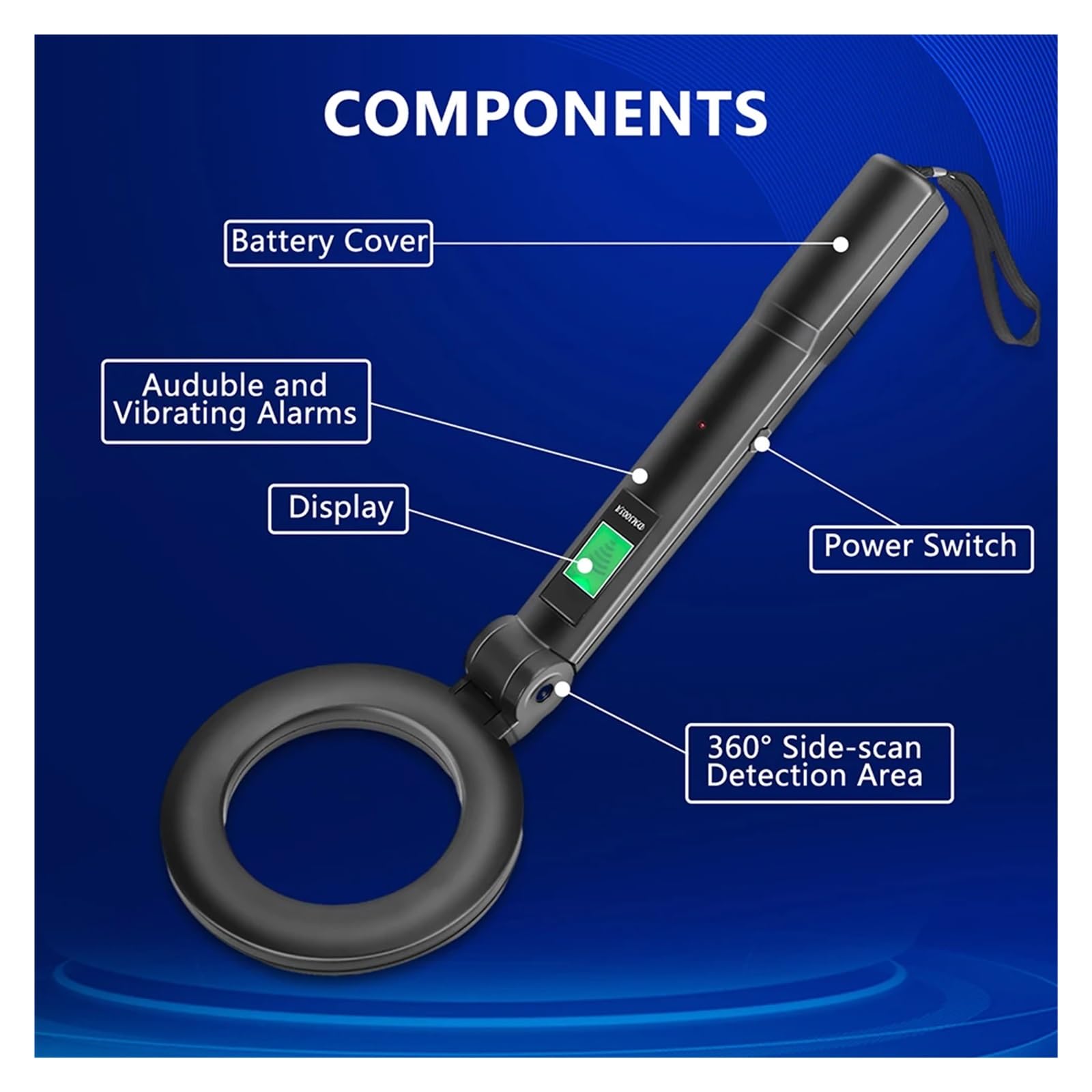 Wykrywacz Metalu, DM3004A Profesjonalny wykrywacz metali LED, przenośny pinpointer ze skanerem alarmowym i kontrolerem bezpieczeństwa