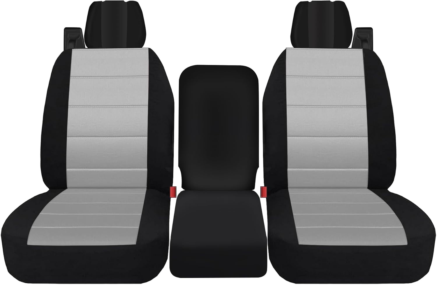 Front Durable Fabric Seat Covers for Ford F150 XL XLT Standard Cab 2004 2005 2006 2007 2008, Front 40/20/40 Split Bench with Integrated Seatbelts & Solid Armrest-Gray