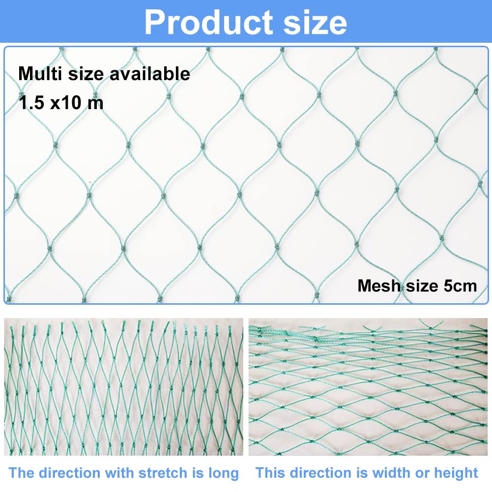 Geflügelnetz Hühnernetz aus 36 Fäden mit festen Knoten Masche 5 cm Geflügelzaun Hühnerzaun Mobiler Weidezaun (1.5 X 10m)
