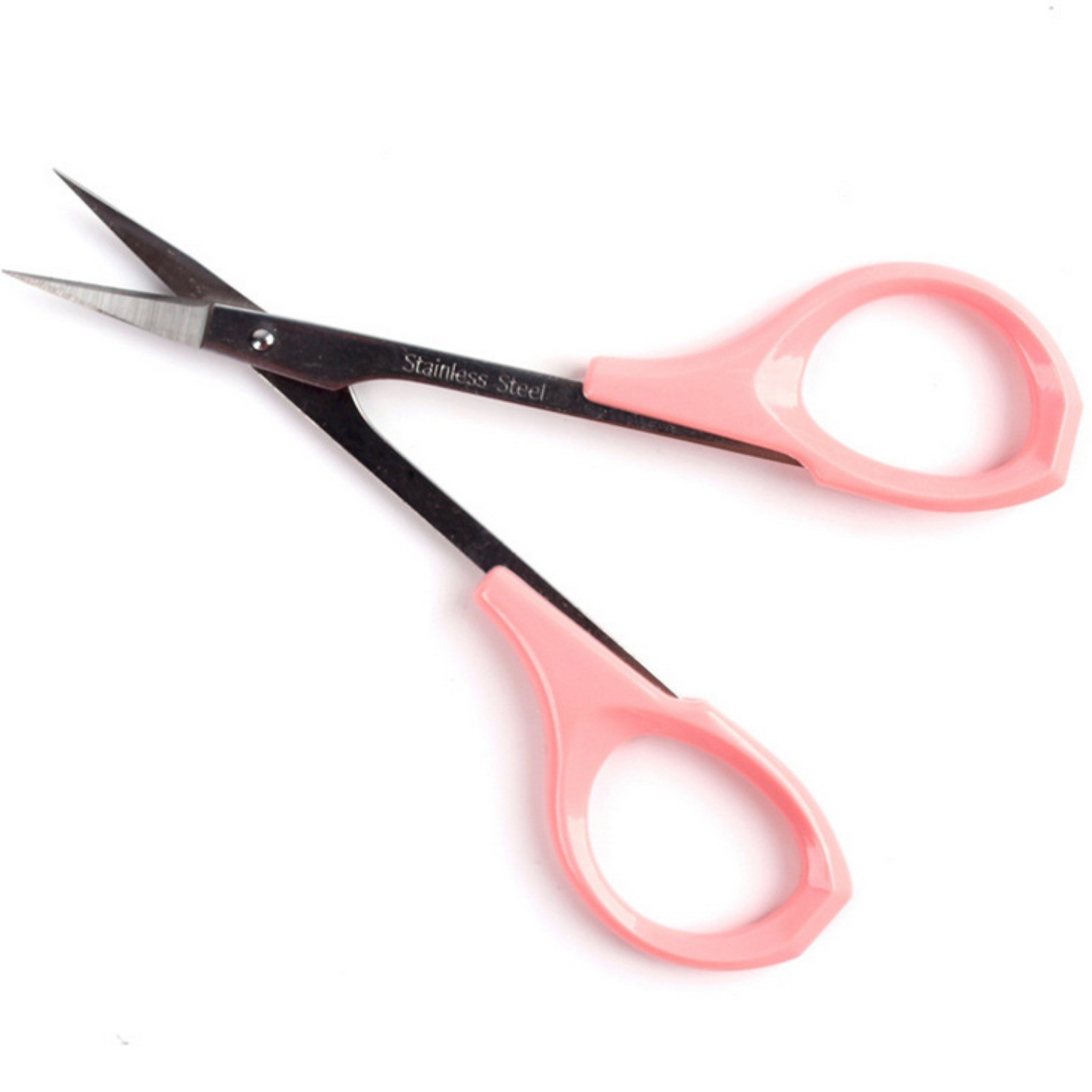 Eyebrow Grooming Scissors 4 Inches Curved Small Craft Lash Scissor for Eyebrow Eyelash Extensions Stainless Steel 1PC (Pink_Curved)