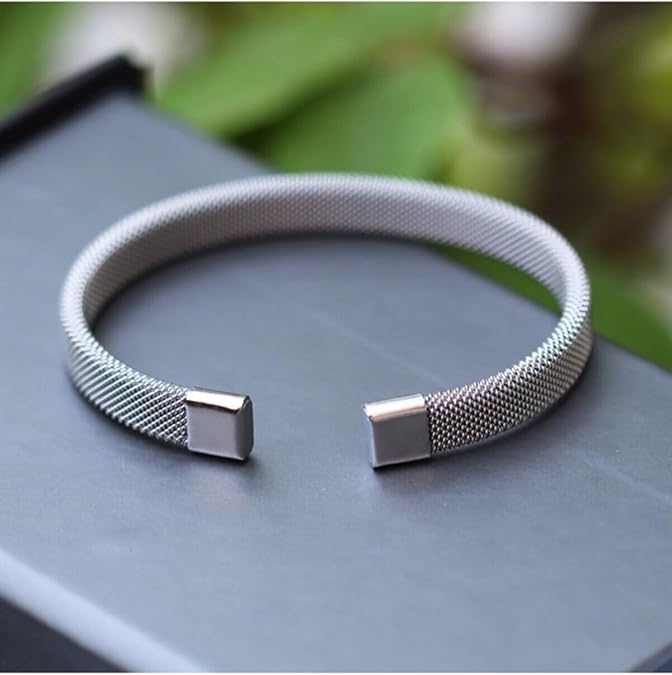 Wire Mesh Model Silver Stainless Steel Adjustable Men's Bracelet