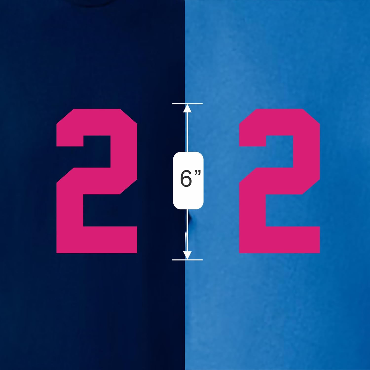 6" Magenta -Toned Iron on Numbers for Clothing，Jersey Numbers，Large Iron on Numbers for Jersey Heat Transfer Numbers for Sports Uniform Basketball Football T-Shirt (Style A) (Passion-Pink 2) image 2