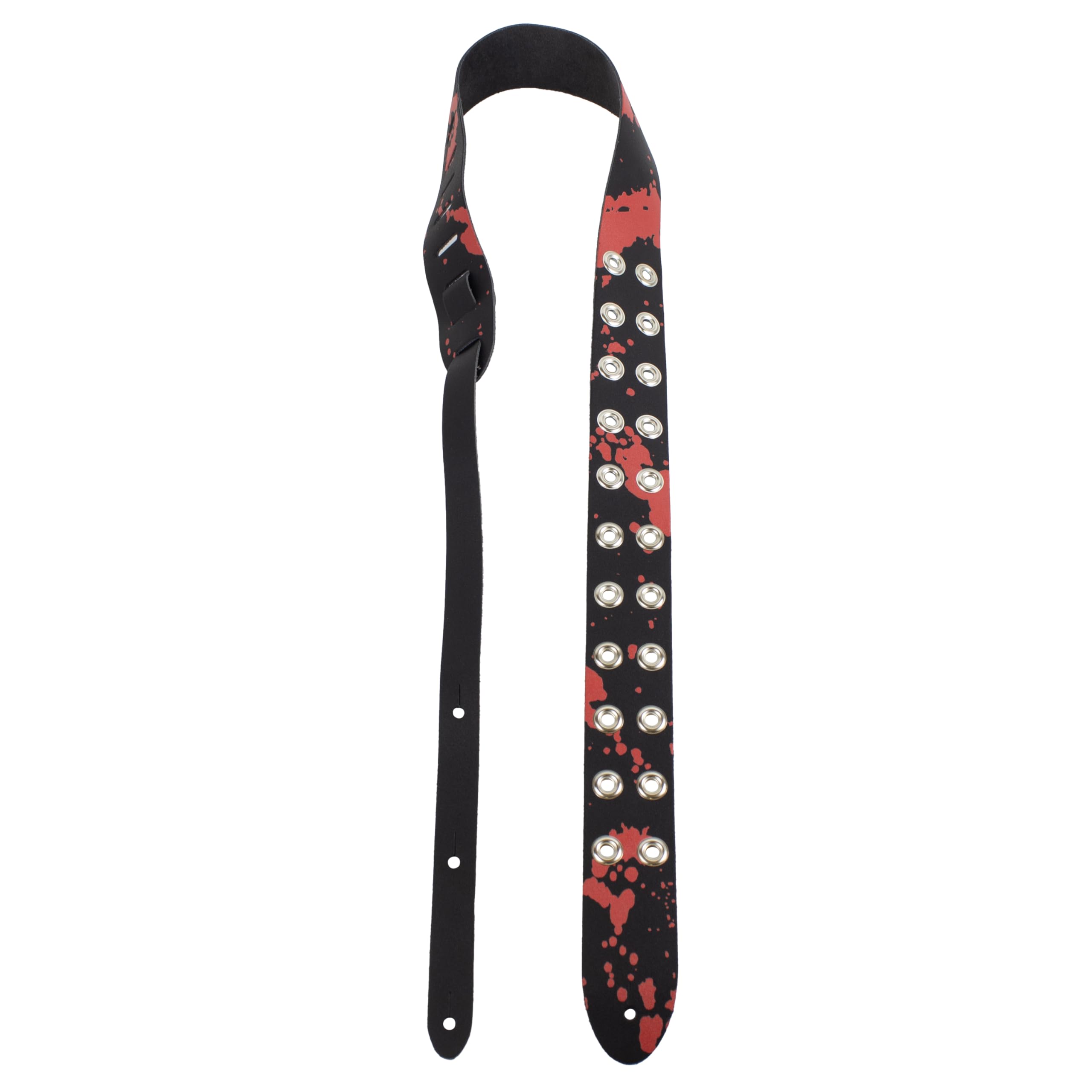 Perri's Leathers Ltd. – Blood Splatter – Correa de guitarra de cuero con ojales – Longitud ajustable – Para guitarras eléctricas, acústicas y bajos – Hecha en Canadá