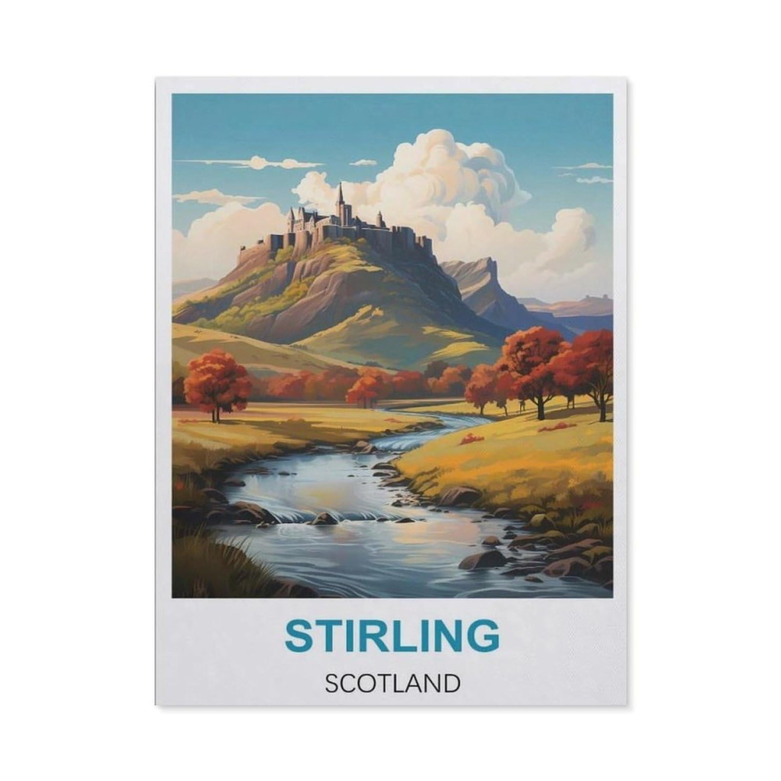 BEAYODKP Diamond Painting，Stirling Scotland,Full Round Diamond Embroidery Kits Cross Stitch Crystal Rhinestone Pictures Arts Craft Home Wall Decoration（50 x 60 cm/19.68 x 23.62 inches）-CB58