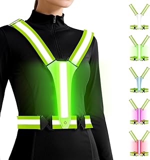 DN DENNOV LED Warnweste,USB Wiederaufladbar Reflektorweste Fahrrad Laufweste Damen Herren Kinder Leuchtweste mit LED 3 Moder für Joggen Wandern, Familie(Fiber Optics)