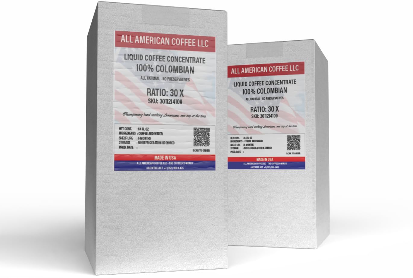 Liquid Coffee Concentrate – 100% Colombian – Scholle connection, 30 X, 2 x 64oz BiB master case