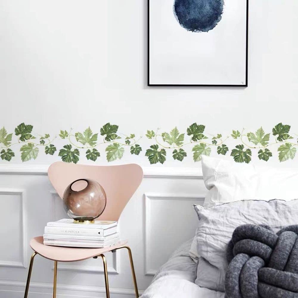 WandSticker4U®- [6er Pack] Adesivi murali FOGLIE di EDERA verde piante rampicante (L: 1,7 M) I Adesivi da parete piante foglie verdi I Decorazioni parete camera da letto cucina bagno corridoio mobili