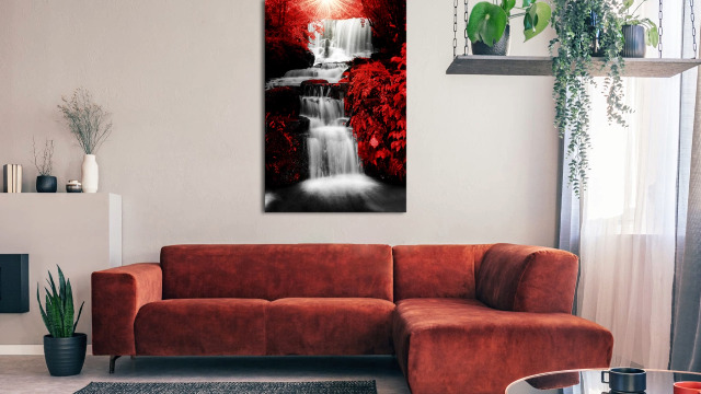 Amazon.com: NutArtPic Waterfall Canvas Wall Art Black White Red