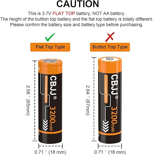 Miniatura 2 de Batería recargable de 3.7 voltios, batería de 3200 mAh, batería plana de 3.7 voltios, batería de linterna (paquete de 8, gris)