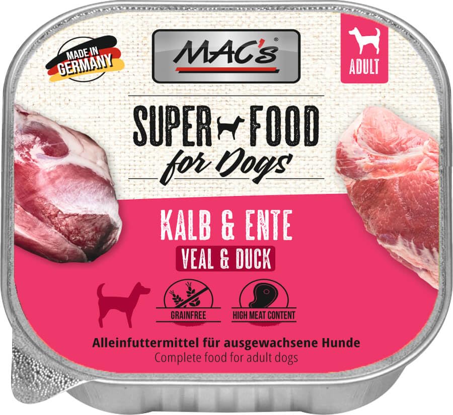 Mac's Dog Nassfutter für Hunde, 10 x 150 g (Kalb und Ente)