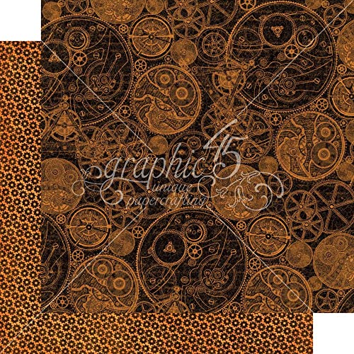 Graphic 45 Double-Sided Paper Pad 8"X8" 24/Pkg-Steampunk Spells, Black,Orange, 8 inches x 8 inches - Image 3