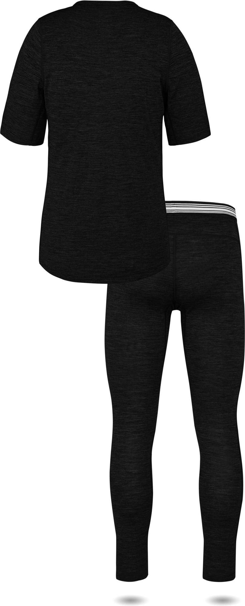 normani Damen Merino Unterwäsche-Set Garnitur - Kurzarm T-Shirt und Unterhose Set - 100% Merinowolle Thermounterwäsche Ski-Funktionsunterwäsche