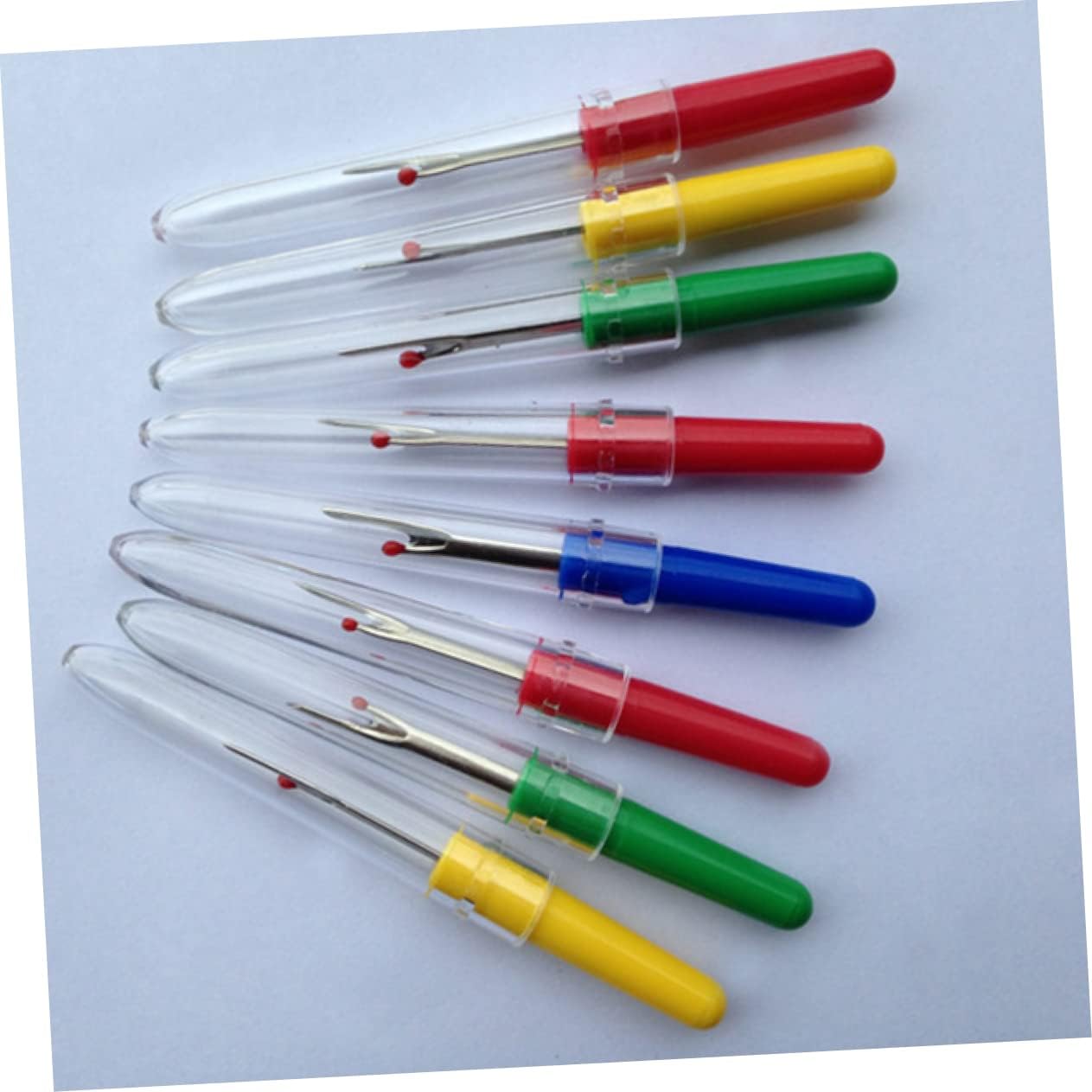 WEKAMOS 24pcs Sewing Thread Unpicker Plastic Handle Seam Ripper Cap for Ripping Out Stitches Without Damaging Random Color