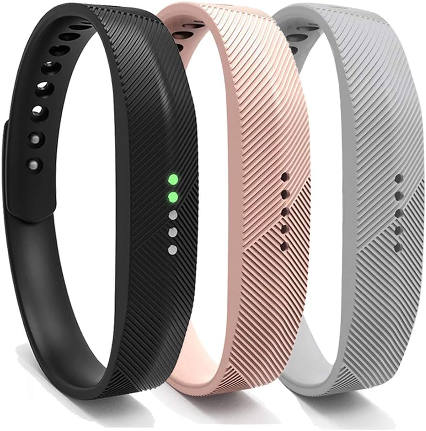 YEFOD 3pcs/Set Fitbit Flex 2 Straps, Silicone Replacement Bands Accessories Wristband Bracelet with Metal Clasp Wrist Band Strap for Fitbit Flex 2 Fitness Activity Tracker
