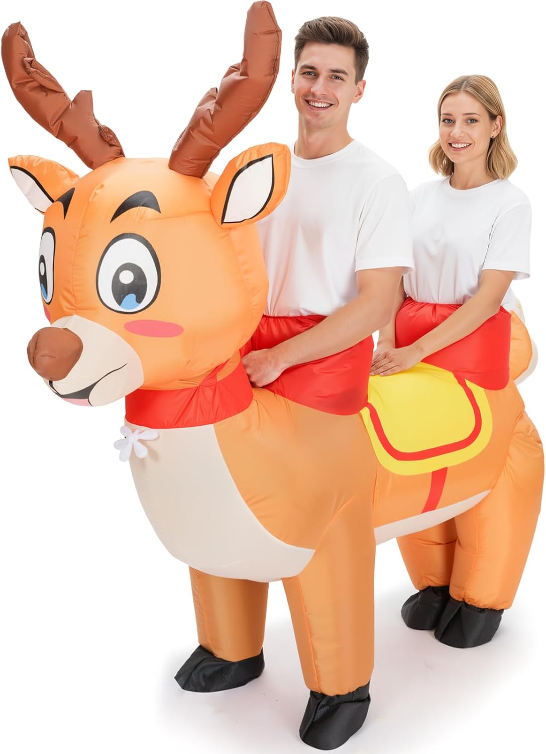2026 Couples Inflatable Christmas Costumes for Adult 2-person Xmas Ride on Reindeer Funny Blow up Family Costumes Suit