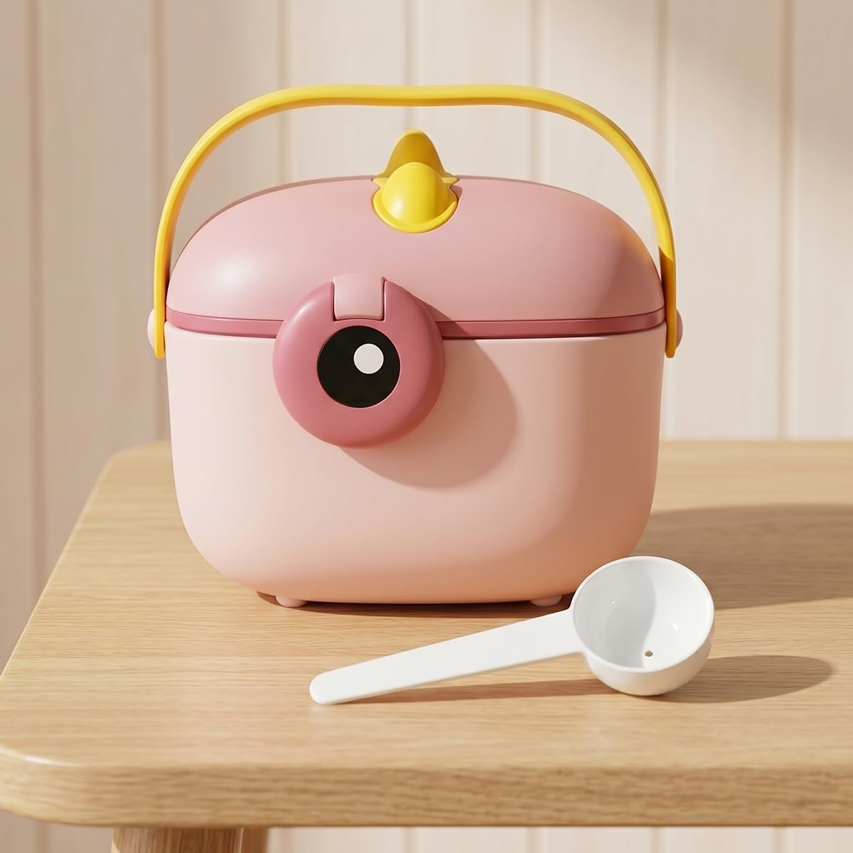 Formula Milk Container for Baby Milk Powder Container with Scoop Holder, Portable Formula Dispense, Airtight First Feed Baby Food Storage Container/Box for Travel 200 Grams (Eye-Peach)-image-46