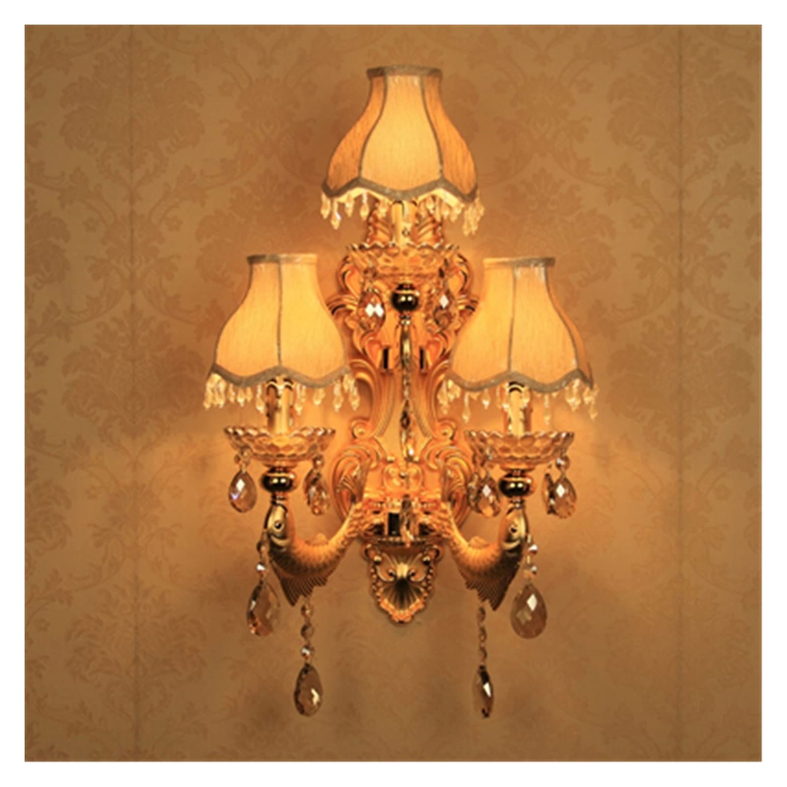 JYBNBBE Wall lamp, Bar Gold Wall Lamp European Crystal Wall Lights Living Room Decorative Lamps Bedroom Bedside Lamp Aisle Sconce Wall Lights,3light