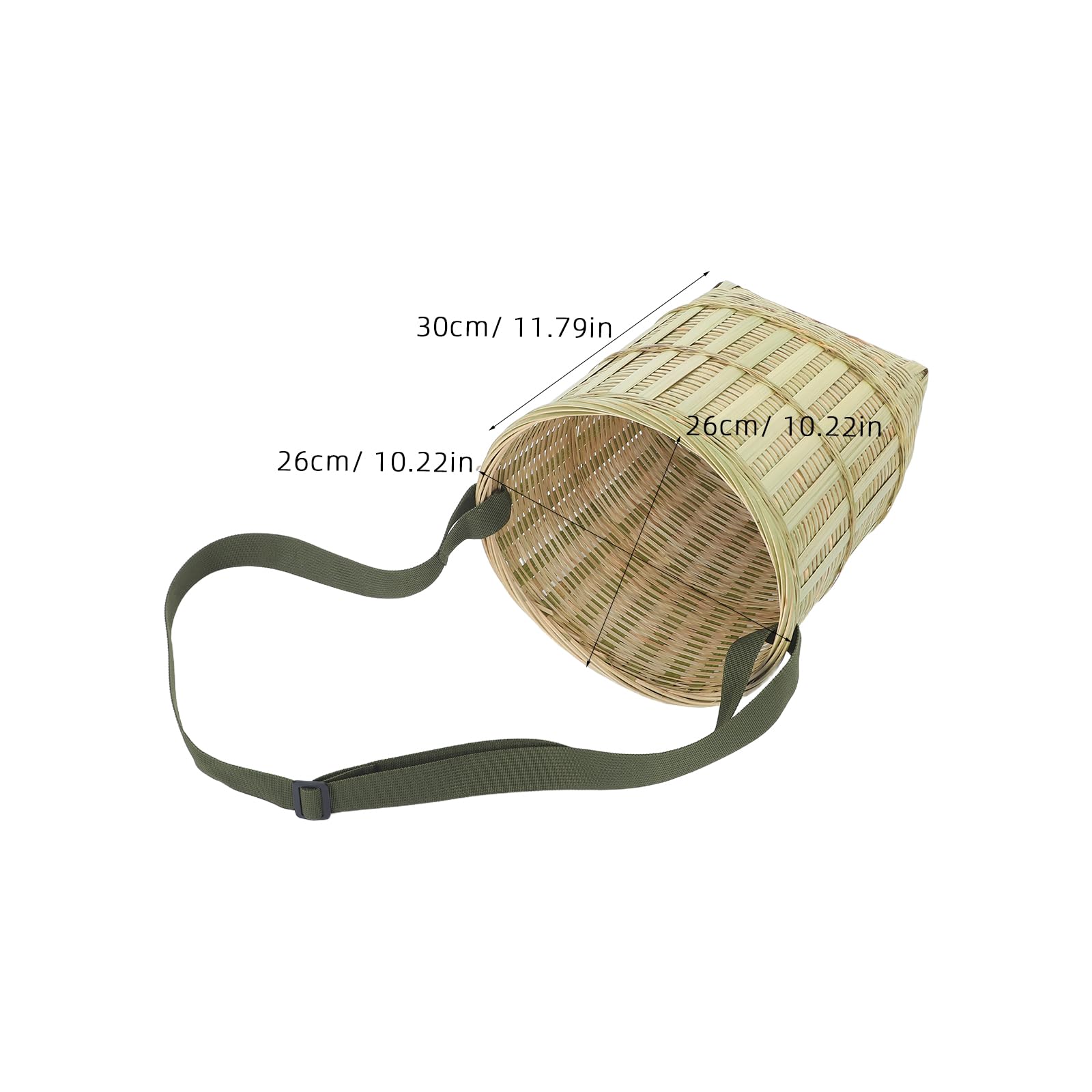 Operitacx Cesto in Bambù Intrecciato a Mano 30x26x26 Cm con Tracolla per Raccolta Frutta e Verdura, per Picnic All'aperto e Organizzazione Naturale