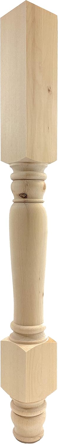 Tavern Island Leg - 34 1/2 Tall x 3 1/2 Wide - Unfinished Traditional Wooden Leg for Kitchen Islands and Dining Tables (Pine) (1 Leg)