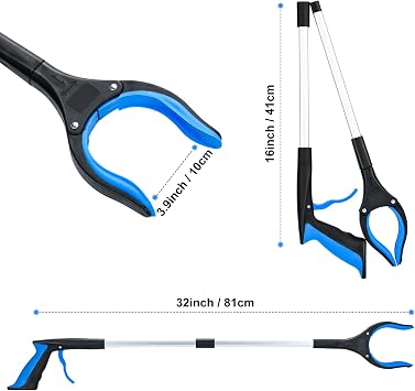 6 Pack Grabber Reacher Tool,32 Inch Foldable Reacher Grabber Pickup Tool with Strong Grip Magnetic,360Rotating Anti-Slip Jaw,Trash Claw Grabber Tool,Grabbers for Seniors for Outdoor & Indoor (Blue)