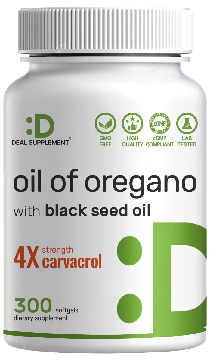 DEAL SUPPLEMENT Oil of Oregano Softgels with Black Seed Oil 300 Count 300 Count (Pack of 1)