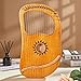 EIERFSKIOT Lyre Harp, 16-String Mahogany Instrument, Sun Pattern, with Tuning Wrench, Spare Strings, Carrying Case(Color:B)
